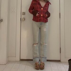 Urban outfitters light wash distressed bootcut jeans